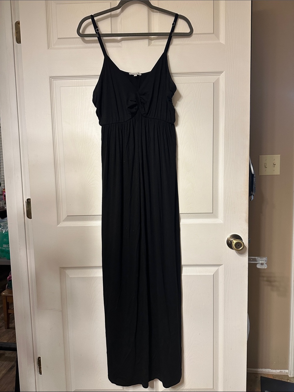 white birch Black Maxi Dress with Twist Front